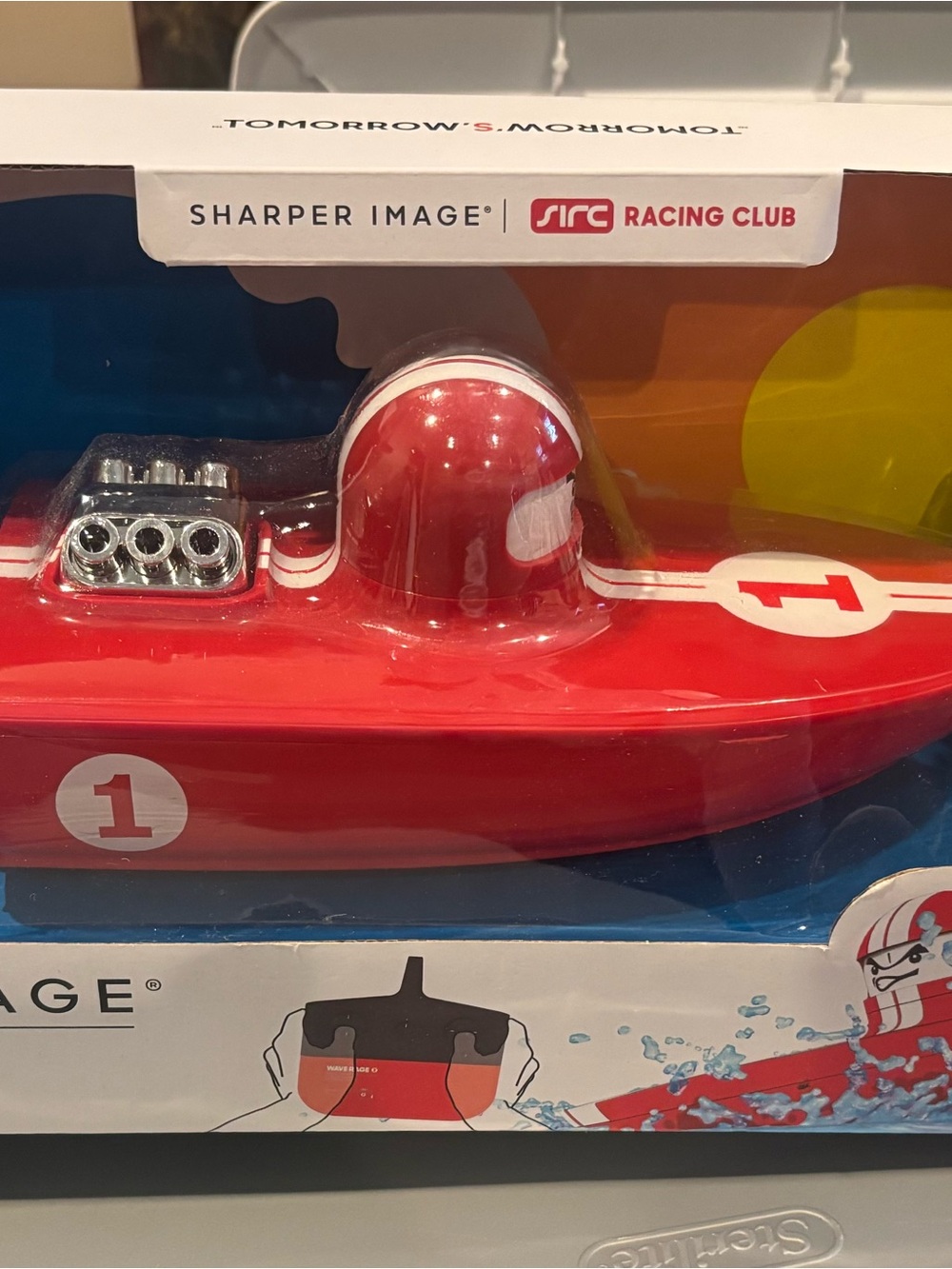 Sharper Image Red Remote Racing Boat with White Stripes